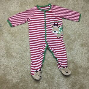 Little Me Reindeer Christmas Footie Pajamas 9 mos